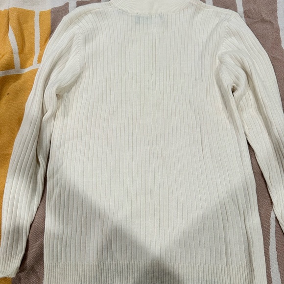 Karen Scott Ribbed Cream mock neck Sweater. Collegiate, old money. 30% Wool - Picture 2 of 4